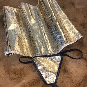 Gold shiny corset with tongs!!! Great for the holidays